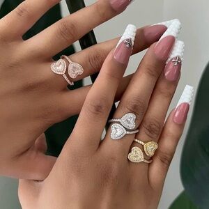 Iced Out Heart Adjustable Ring 💍